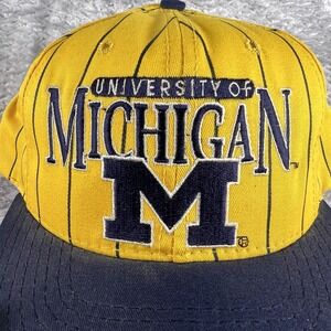 Vintage Michigan Wolverines Snapback Hat The Game USA Pinstripe Cap